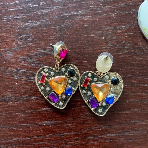 Local Eclectic Heart Statement Earrings - Picture 1 of 3